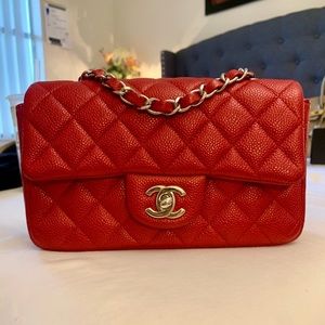 SOLD ❌ Chanel Mini Classic Flap Pearly Red